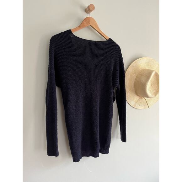 ASTR The Label | Ribbed Cross Wrap Sweater | Navy | Sz S - Picture 5 of 7